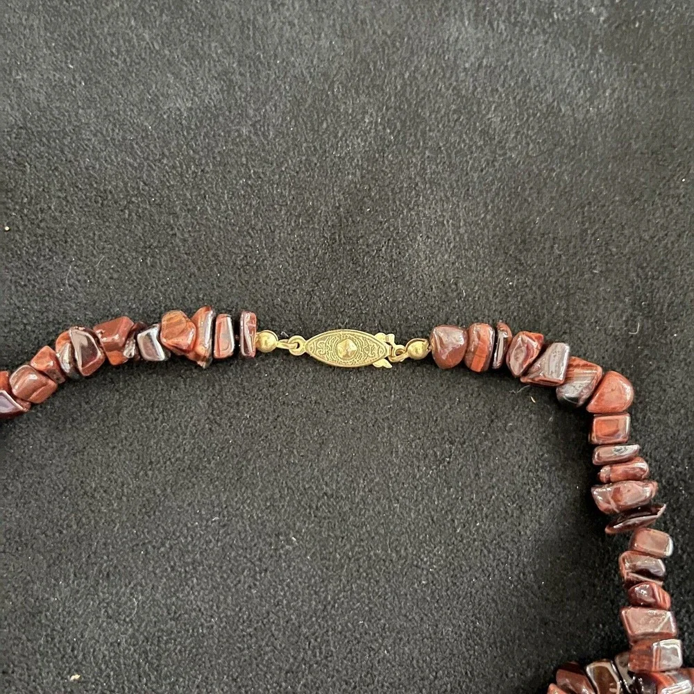 Polished Agate Necklace Red Brown 30